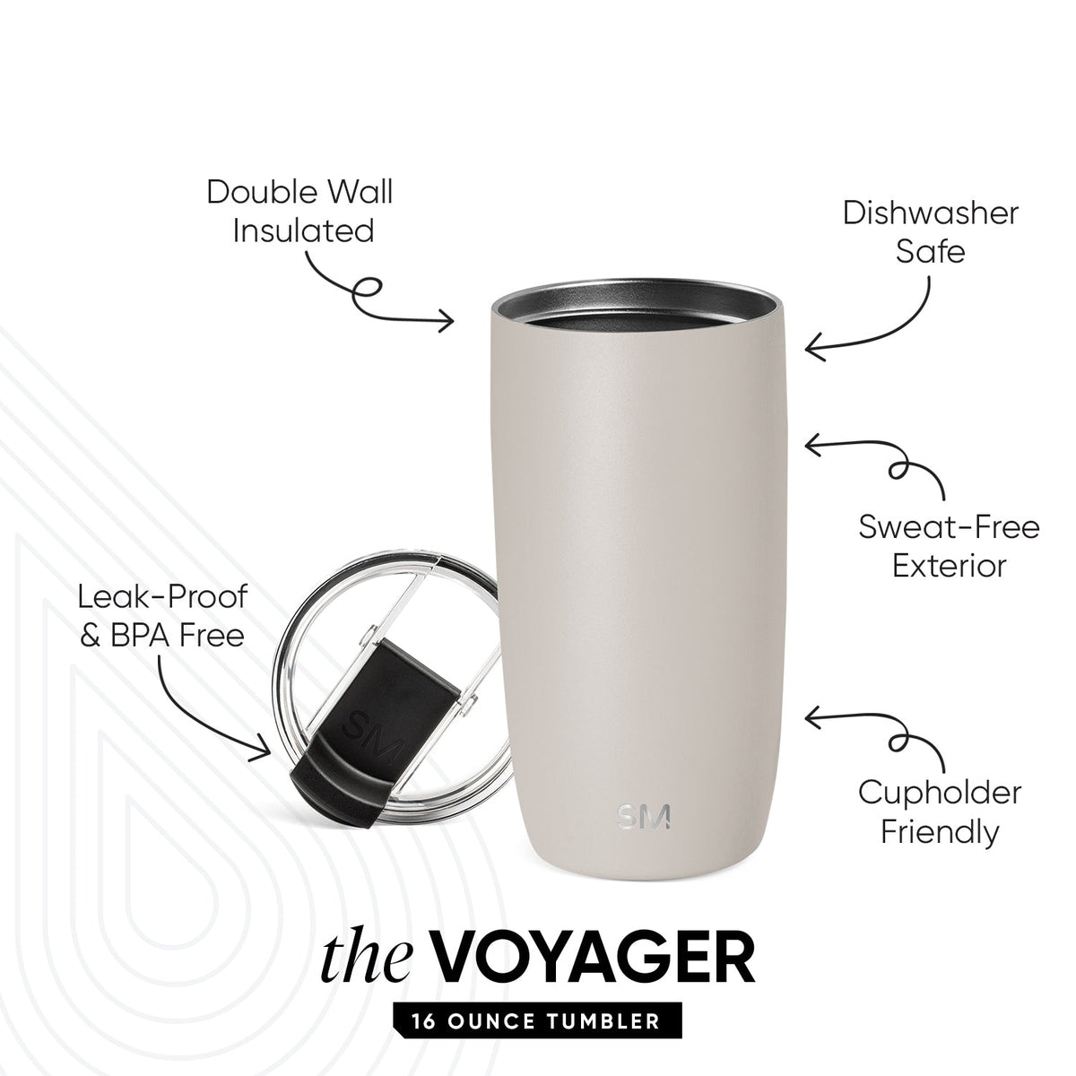 Voyager Tumbler with Clear Flip Lid & Straw