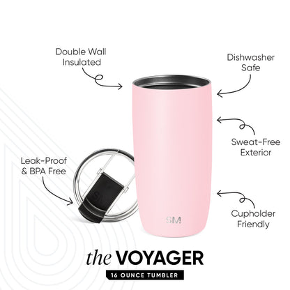 Voyager Tumbler with Clear Flip Lid & Straw