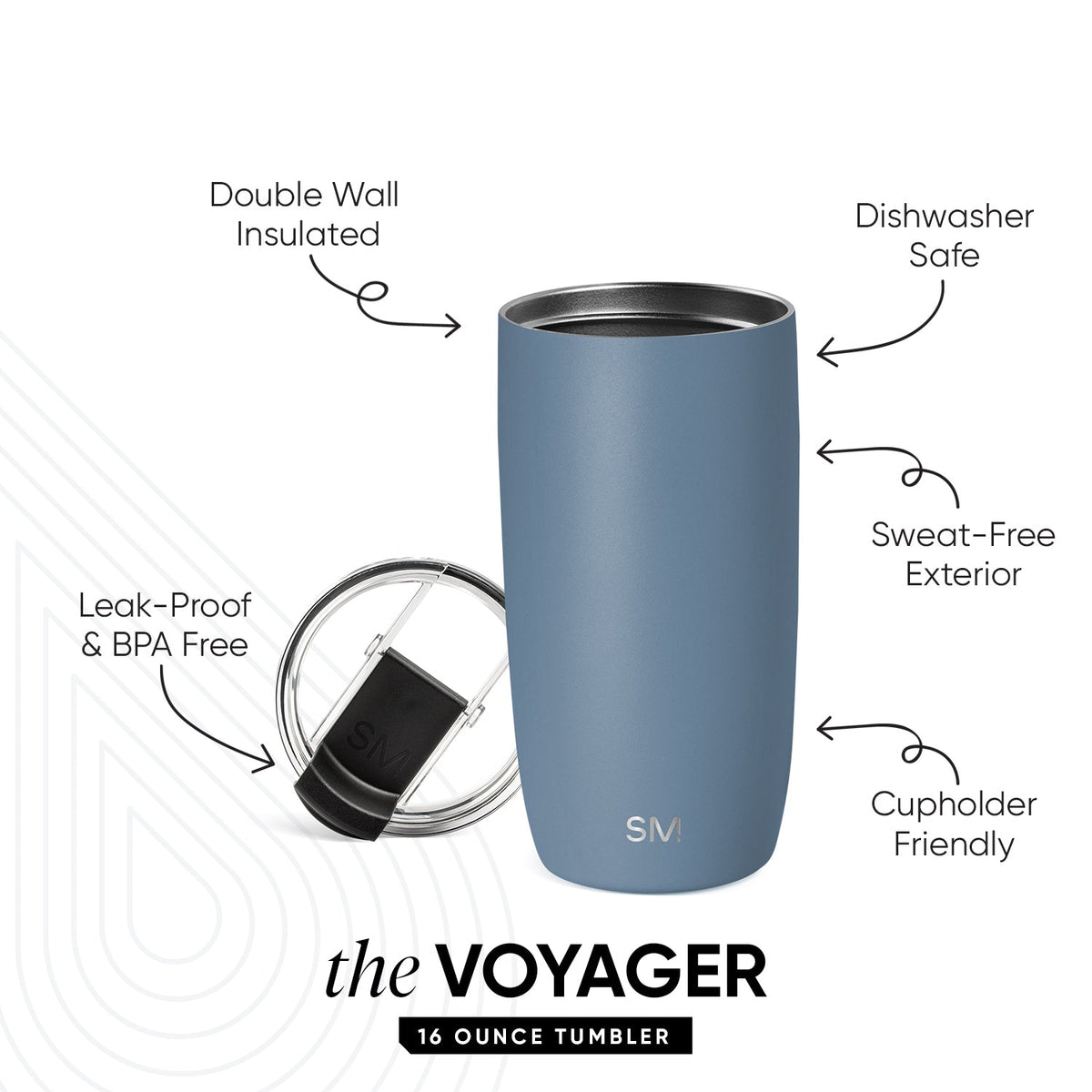 Voyager Tumbler with Clear Flip Lid & Straw